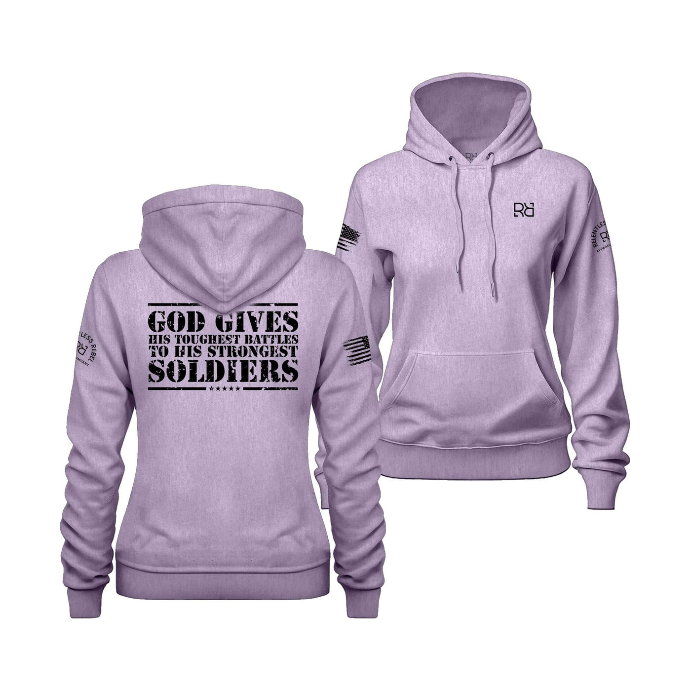 Lilac Women's God Gives His Toughest Battles Back Design Hoodie