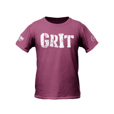 Heather Magenta Youth Grit Front Design Tee