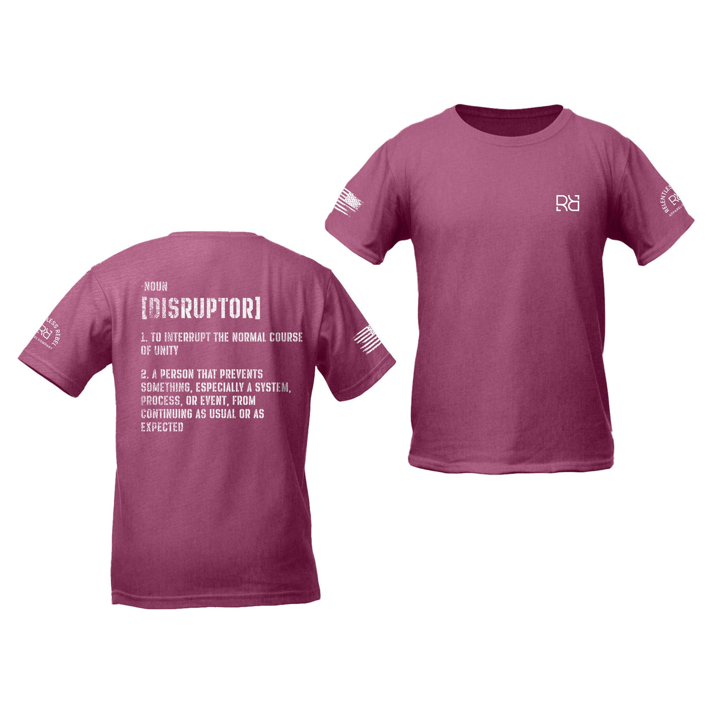Heather Magenta The Disruptor Back Design Youth Tee