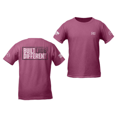 Heather Magenta Youth Built Different Back Design Tee
