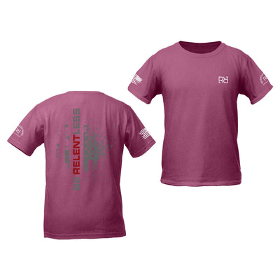 Heather Magenta Youth Be Relentless Back Design Tee