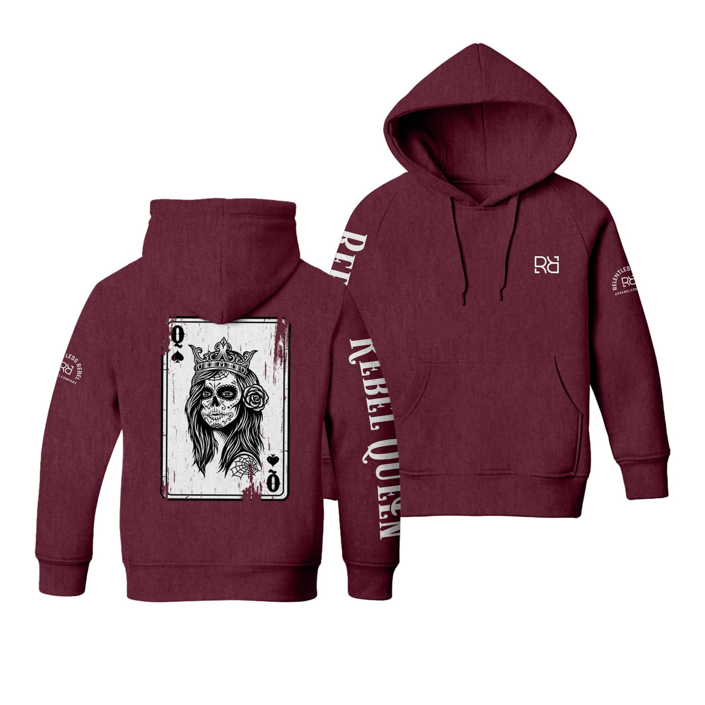 Maroon Youth Rebel 'Mini' Queen - Rebel Ace Sleeve & Back Design Hoodie