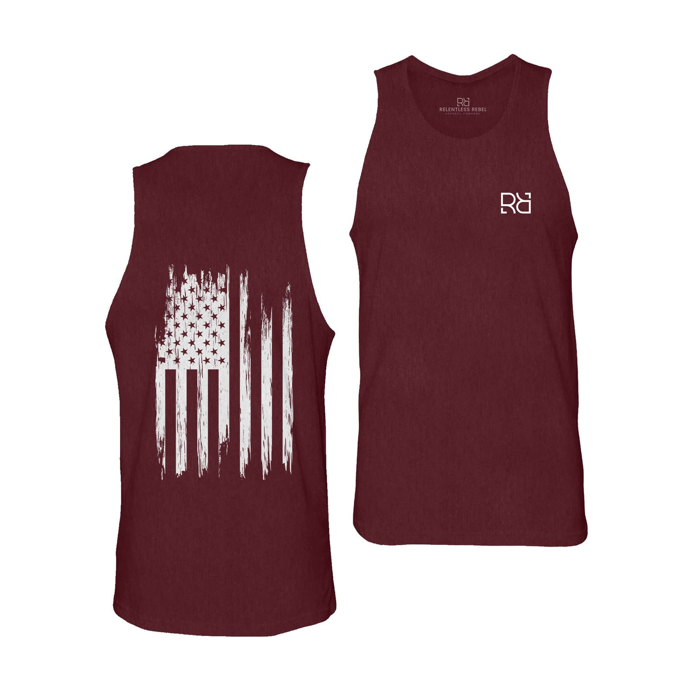 Maroon Men's Rebel Patriot Flag Back Design Tank