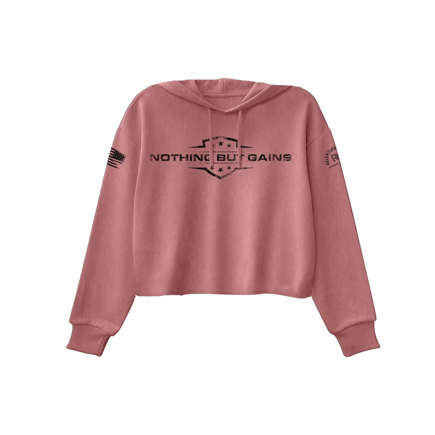 Mauve Women's Nothing but Gains Front Design Cropped Hoodie