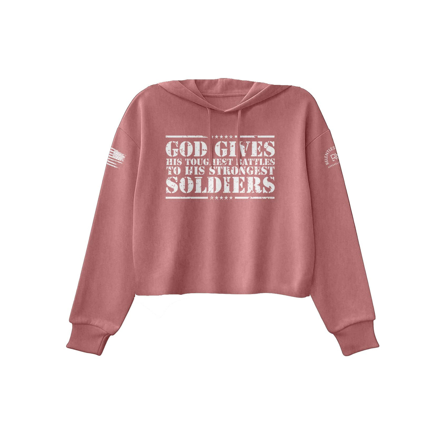 God Gives His Toughest Battles... | Front | Women's Cropped Hoodie