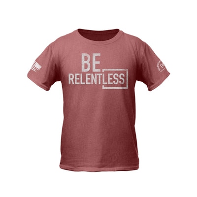 Heather Mauve Youth Be Relentless Front Design Tee