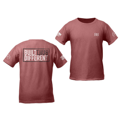 Heather Mauve Youth Built Different Back Design Tee