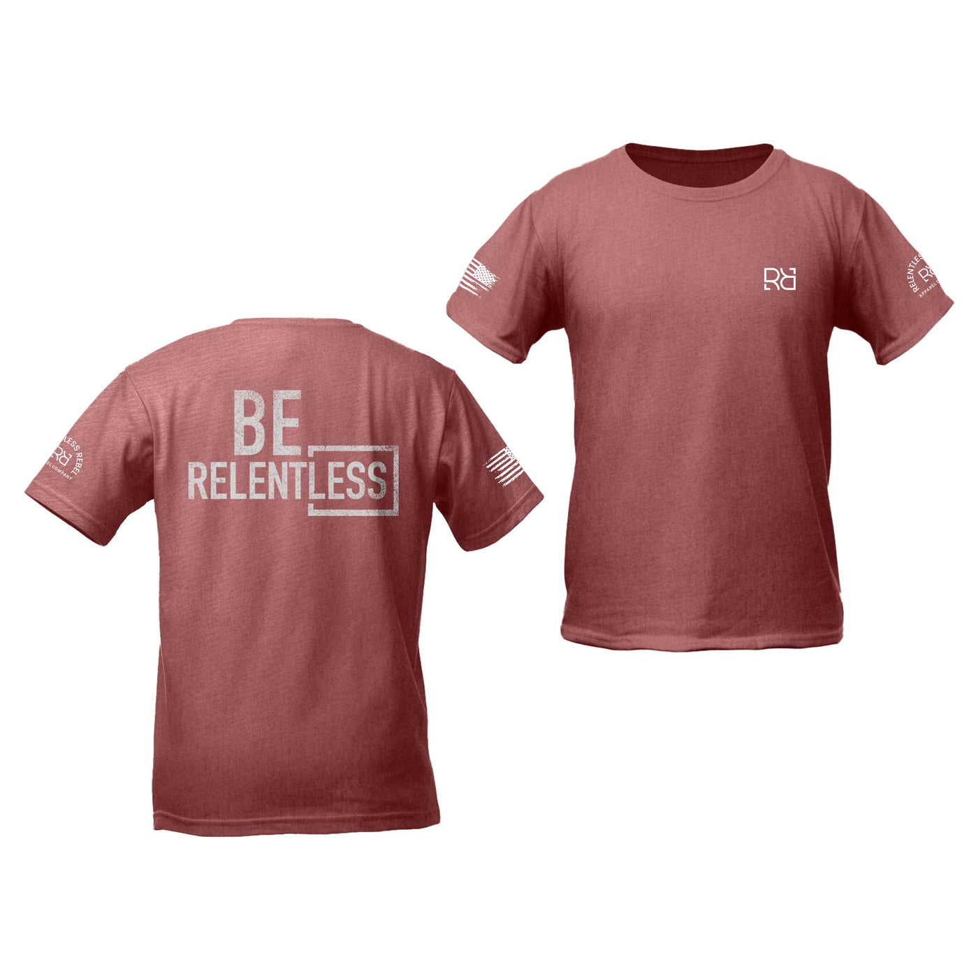 Heather Mauve Youth Be Relentless Back Design Tee