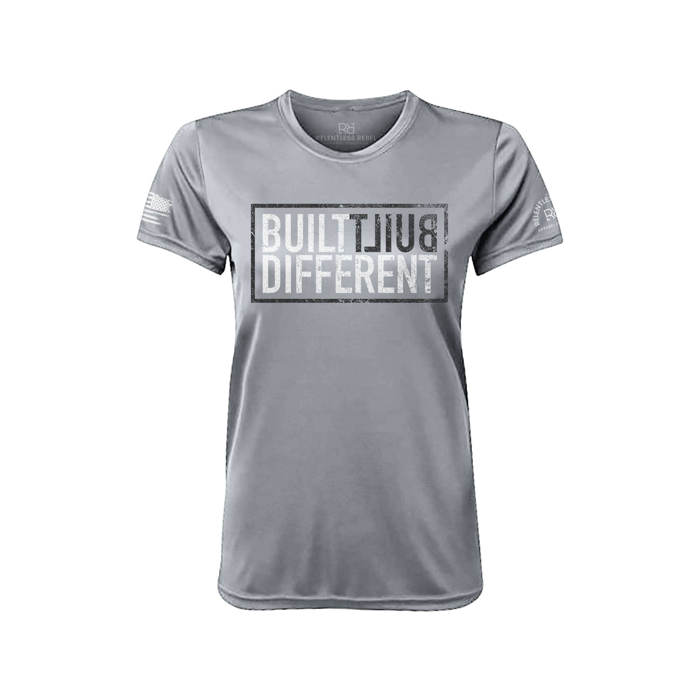 Built Different Front Medium Grey Women's Dry Fit Tee