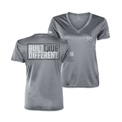 Built Different Medium Grey Women's V-Neck Dry Fit Tee