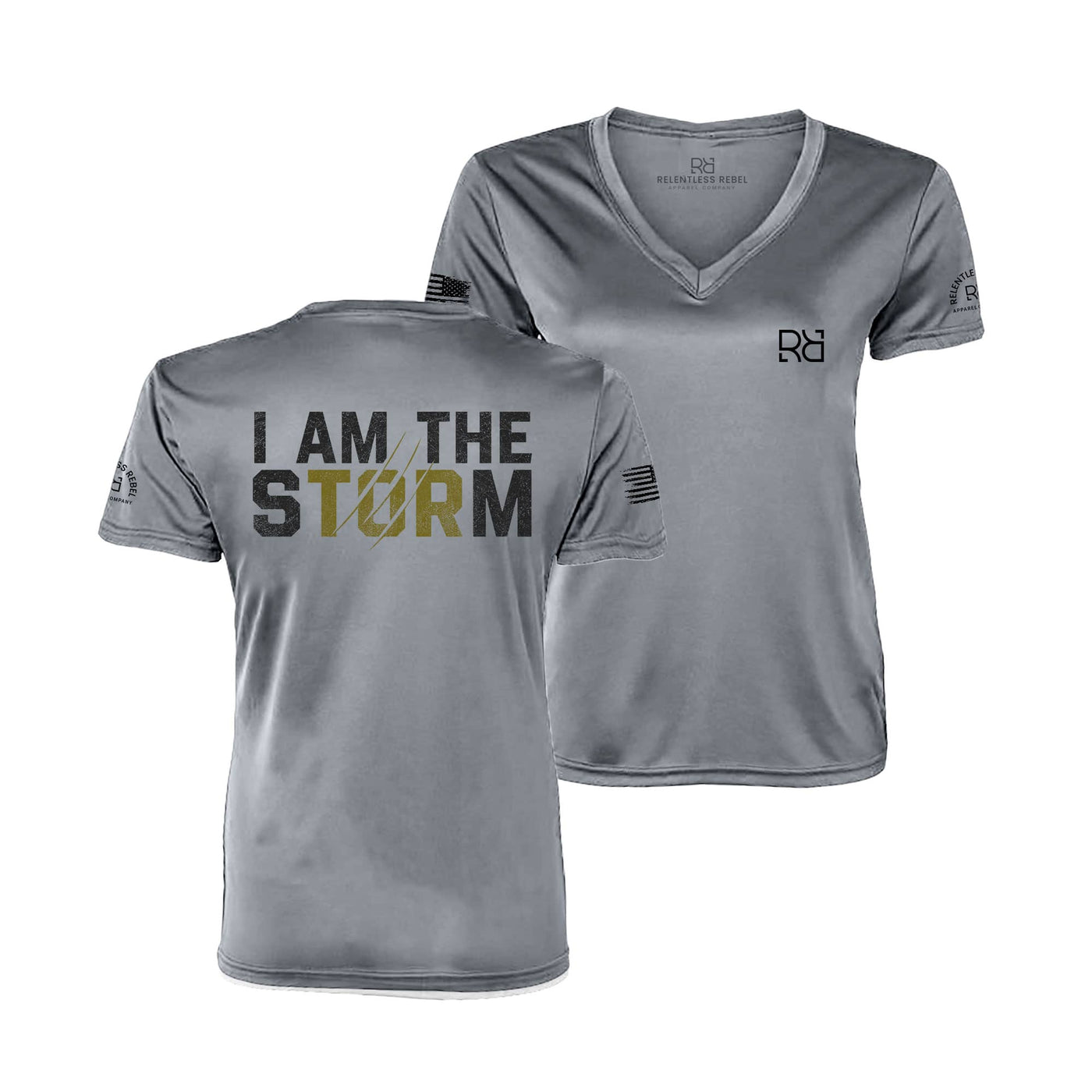 Medium Grey I Am The Storm Women's V-Neck Tee