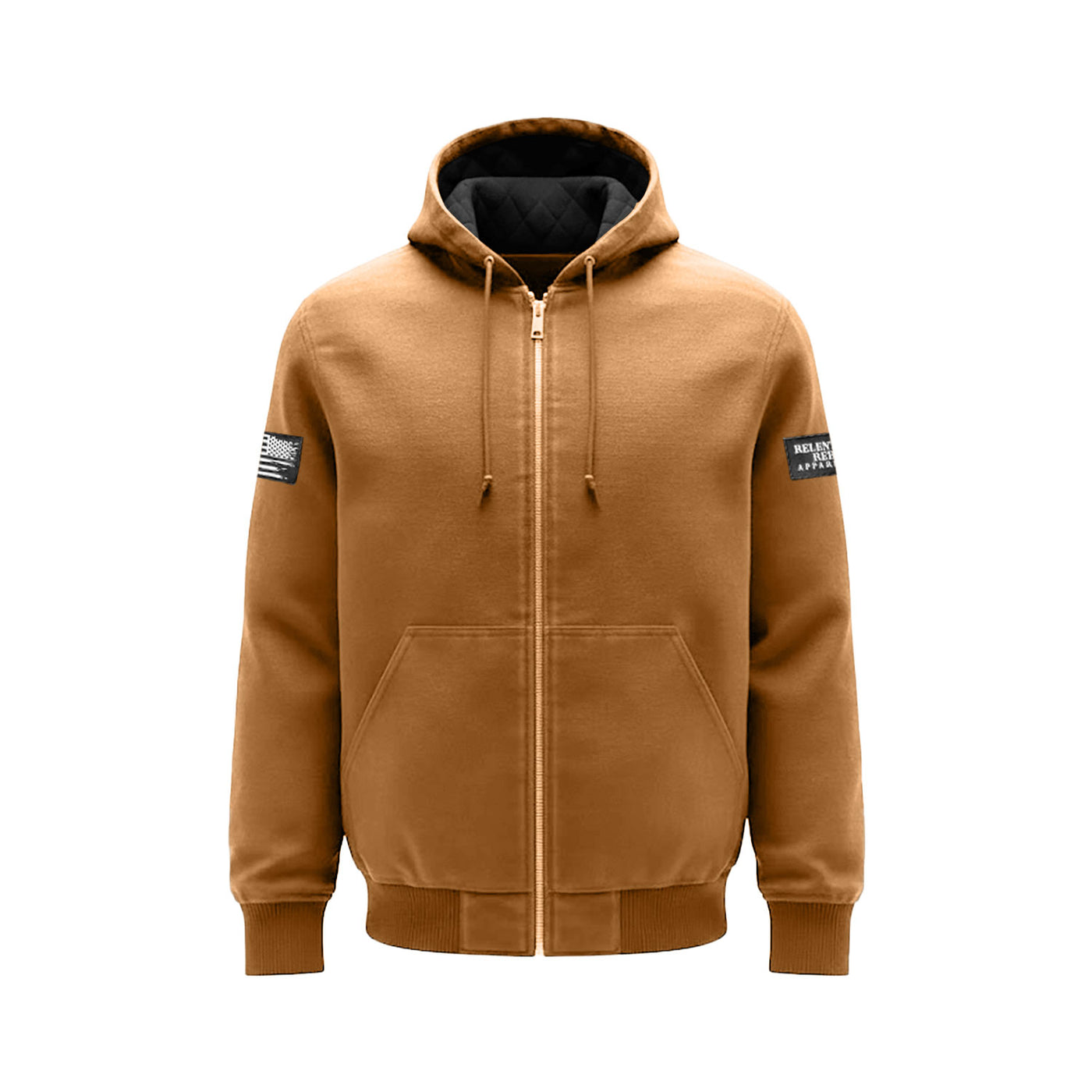 Men’s brown field jacket with patches on each sleeve