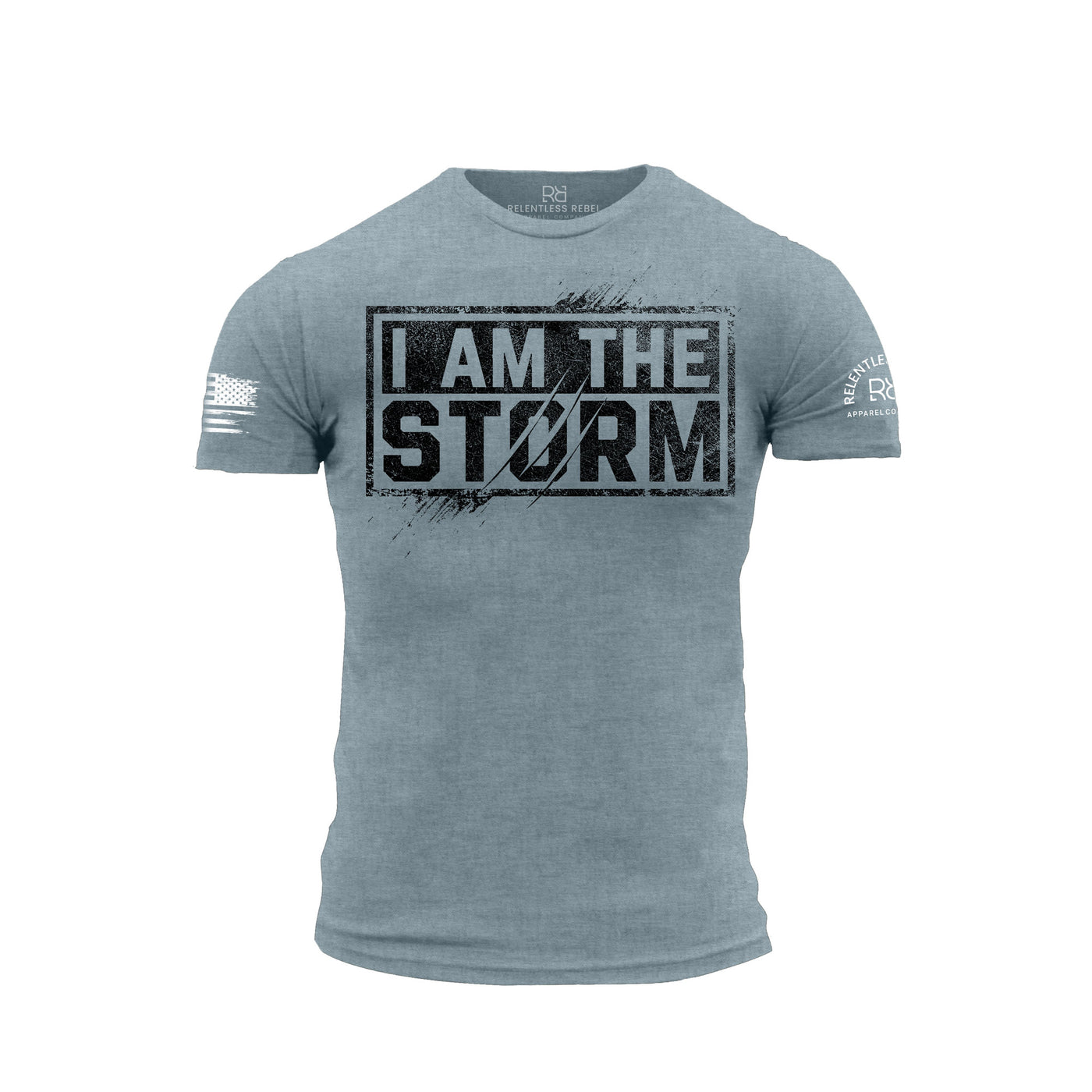 Heather Slate Men's I Am The Storm Front Design Tee