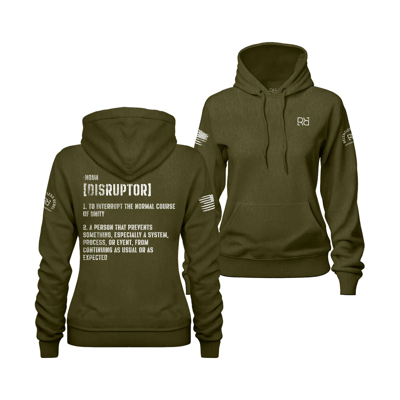 Military Green The Disruptor Back Design Women's Hoodie