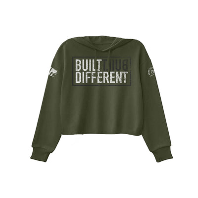 Military Green Built Different Women's Cropped Hoodie