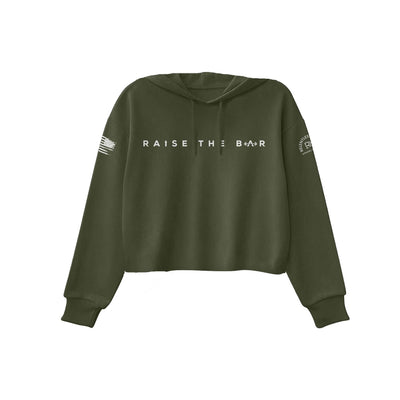 Military Green Women's Raise the Bar Front Design Cropped Hoodie