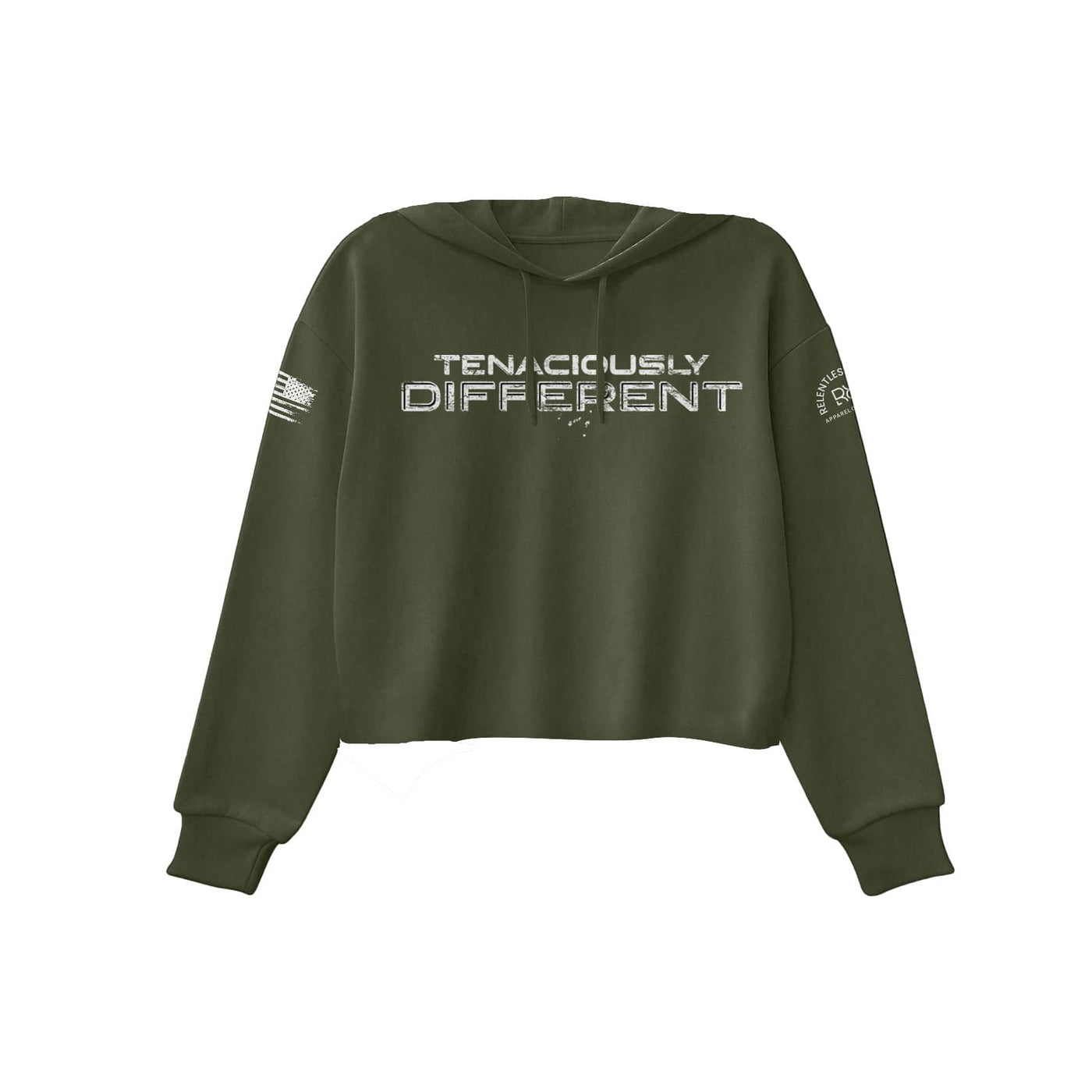 Military Green Tenaciously Different Women's Cropped Hoodie