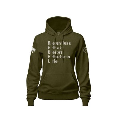 Relentless Effort Before Effortless Life | B&W | Front | Women's Hoodie