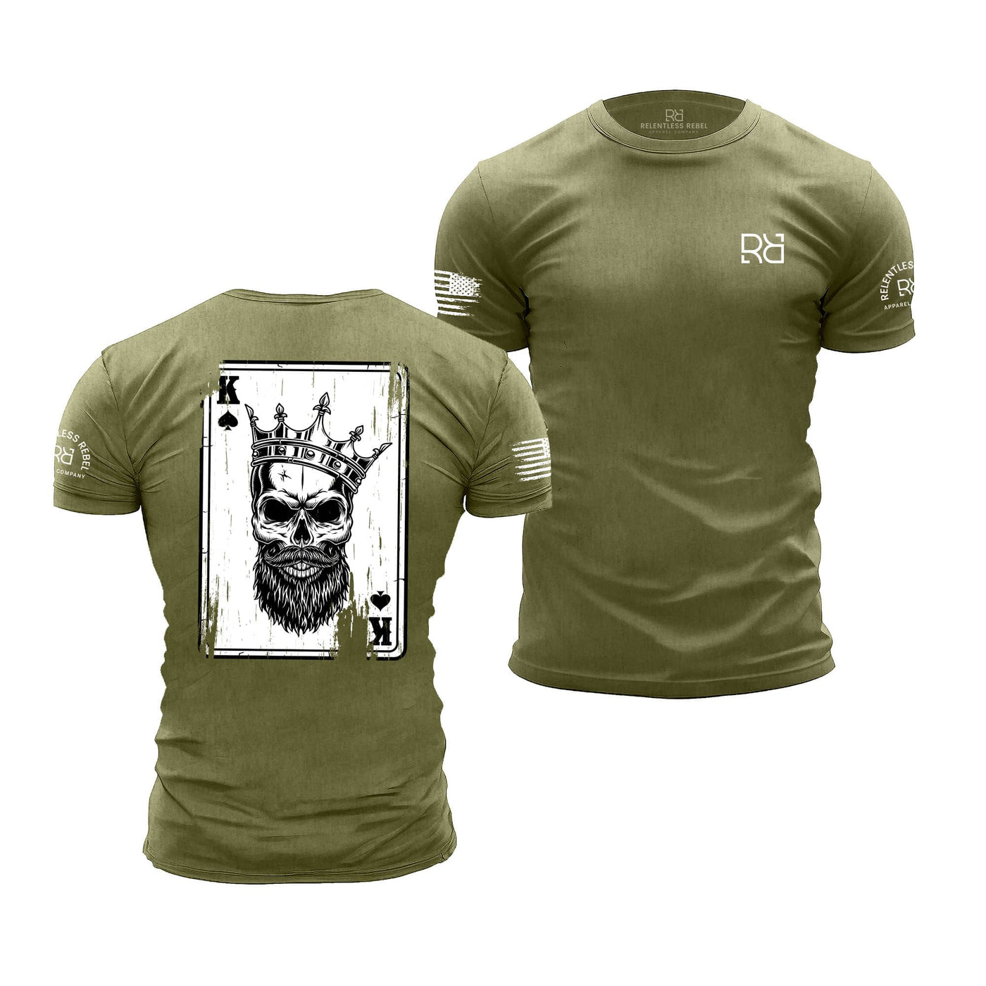 Built Different | Rebel King "Rebel Ace" | Military Green Men's Tee Bundle