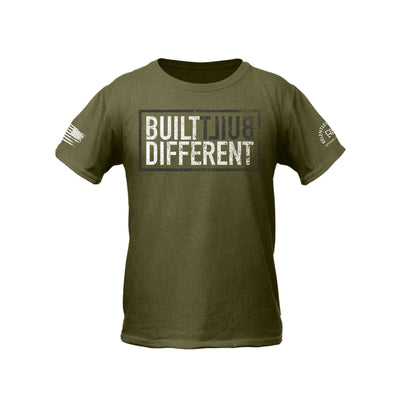 Built Different Youth front design military green tee