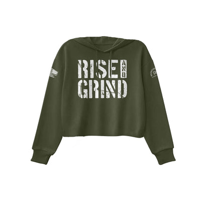 Military Green Rise and Grind Women's Cropped Hoodie