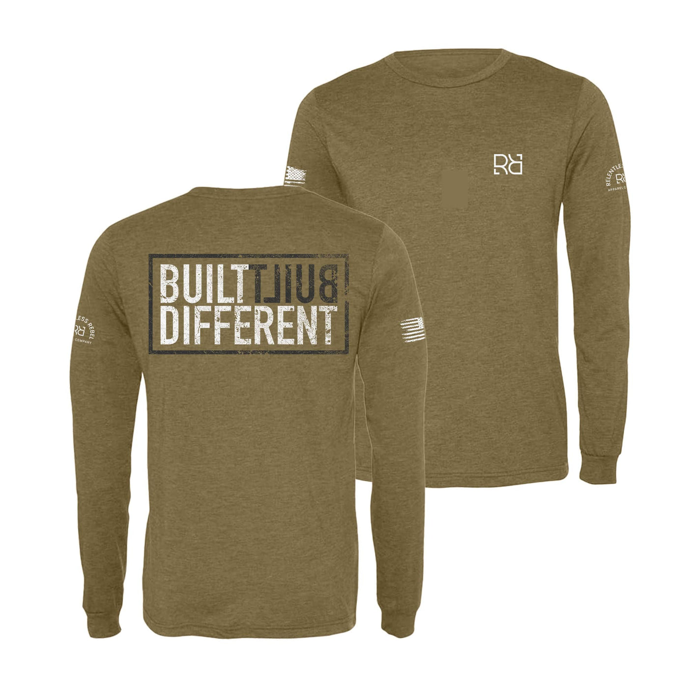 Military Green Built Different Men's Triblend Long Sleeve Shirt