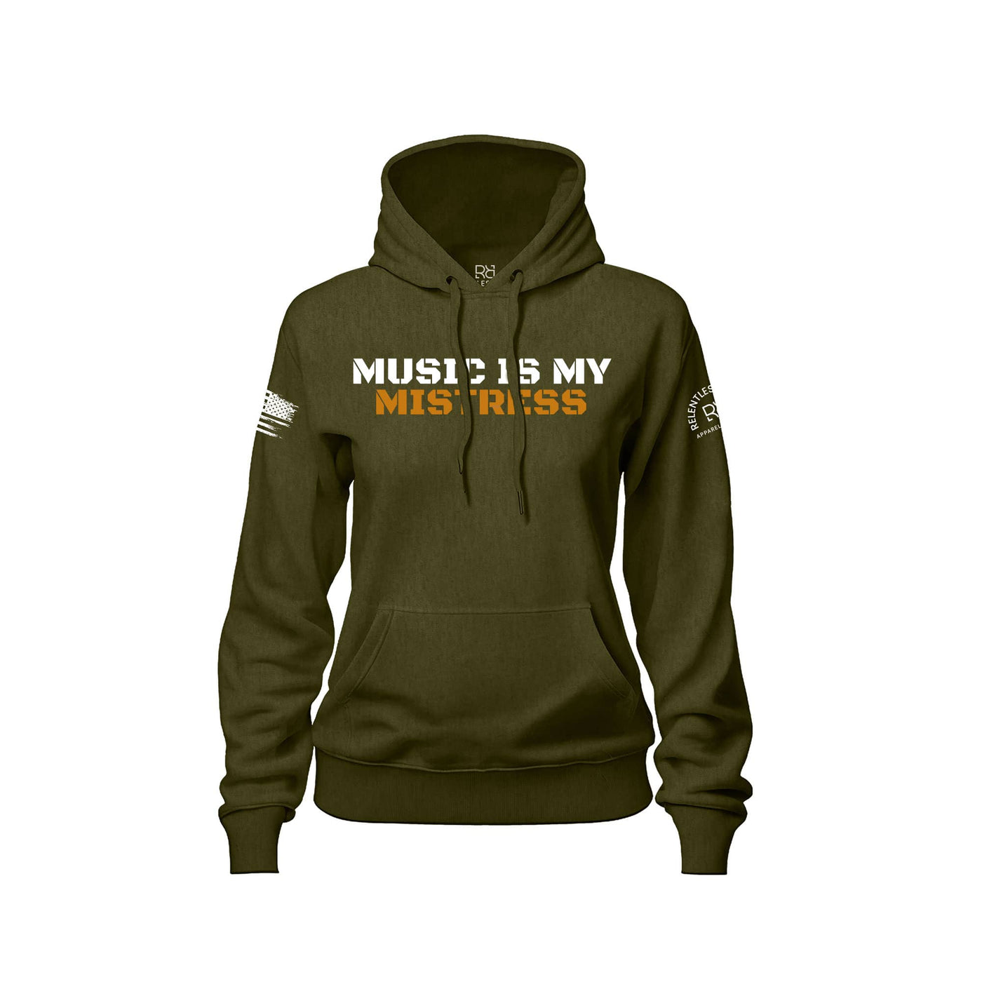 Military Green Women's Music Is My Mistress Front Design Hoodie