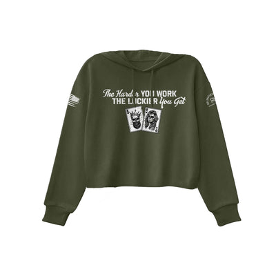 Military Green The Harder You Work Women's Cropped Hoodie