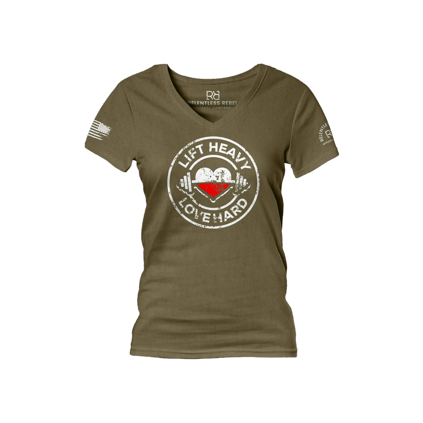 Lift Heavy Love Hard | C | Front | V-Neck Women's Tee