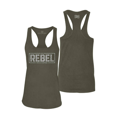 Military Green Women's Rebel With A Purpose Front Design Razer Back Tank