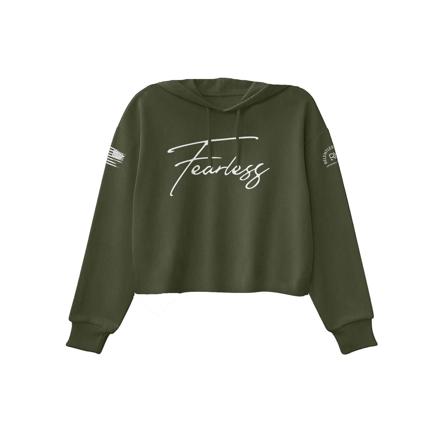 Military Green Fearless Women's Cropped Hoodie