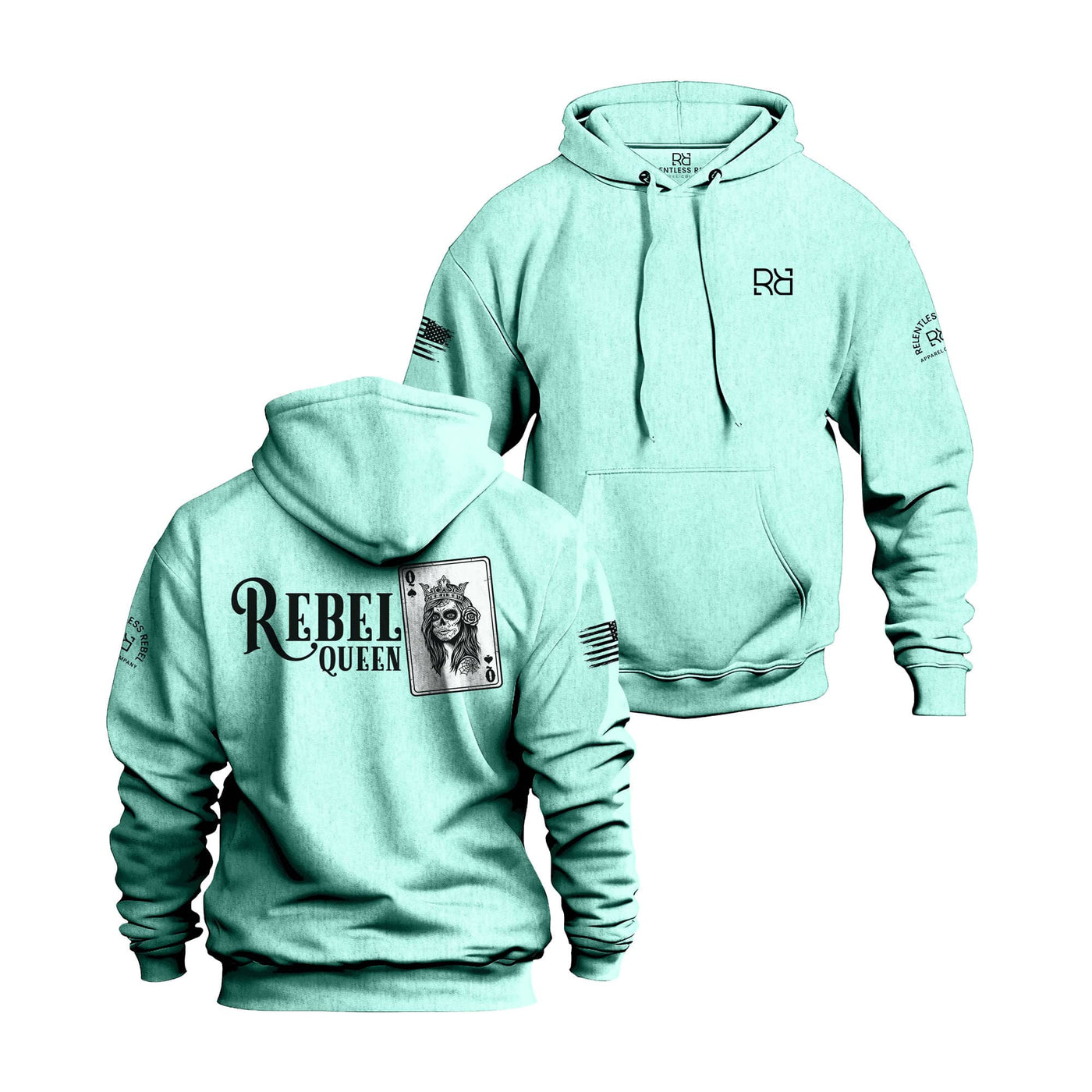 Mint Men's Cut Rebel Queen Back Design Hoodie