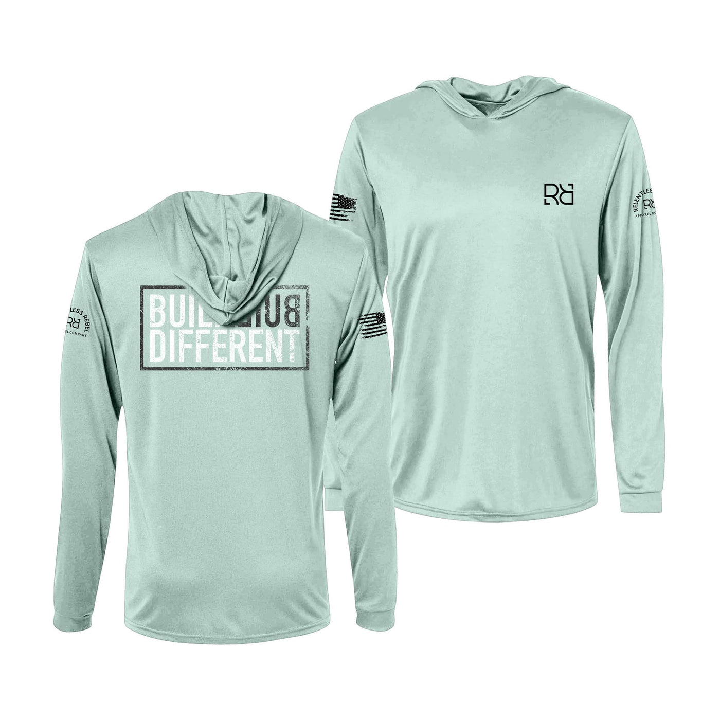 Built Different | Men's Dry Fit Hooded Long Sleeve | UPF50 Mint