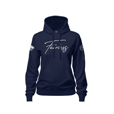 Navy Blue Women's Fearless Front Design Hoodie