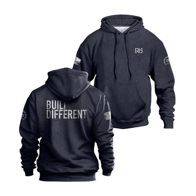 Built Different back design heavyweight navy hoodie