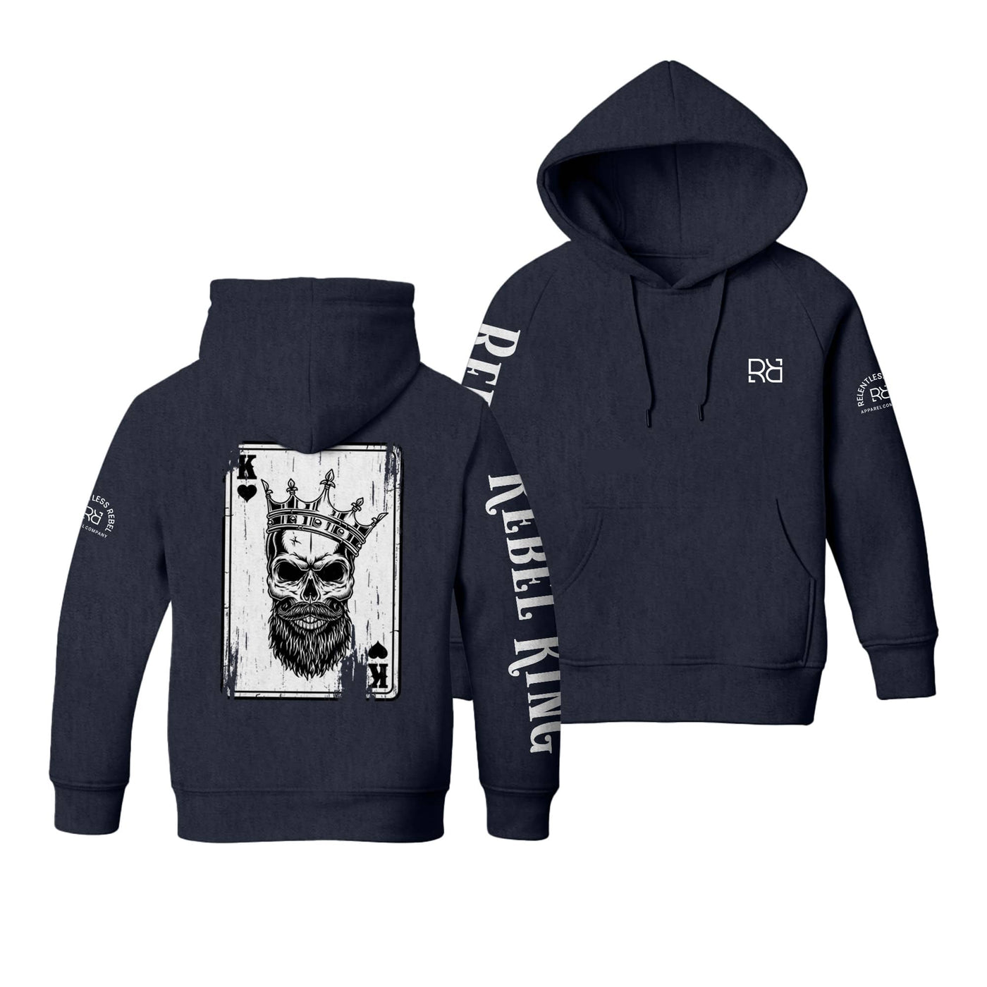 Navy Youth Rebel King - Ace Sleeve and Back Design Hoodie