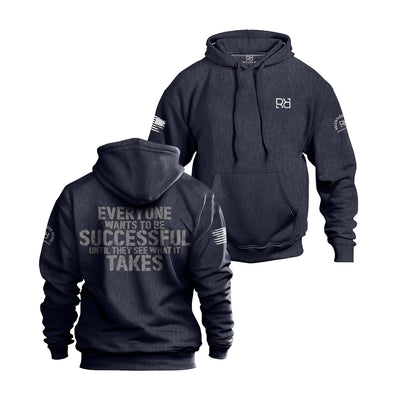 Navy Heather Men's Everyone Wants to Be Successful Back Design Hoodie