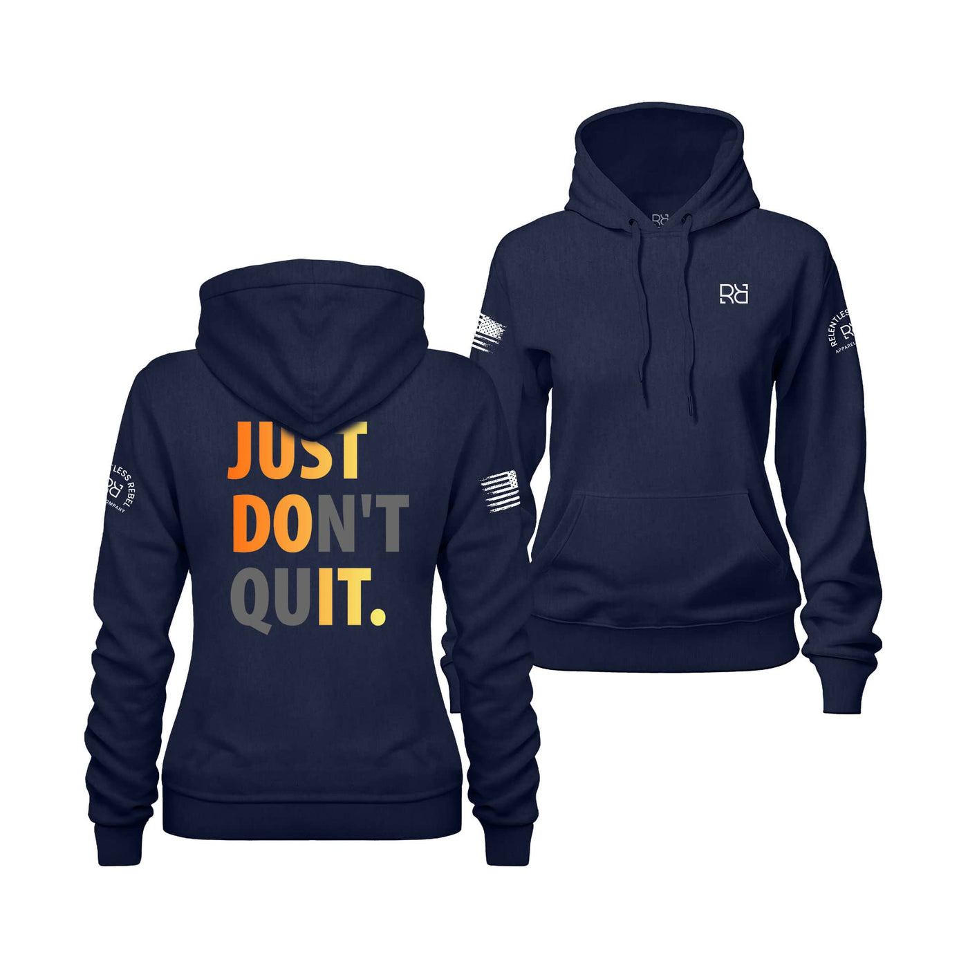 Navy Blue Women's Just Don't Quit Back Design Hoodie