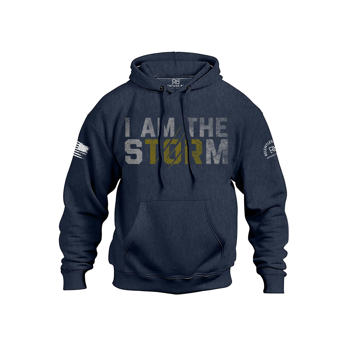 Navy Men's I Am The Storm Front Design Heavyweight Hoodie