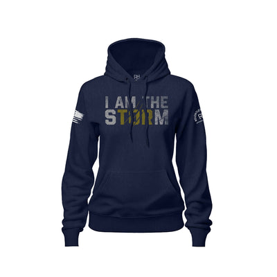Navy Blue Women's I Am The Storm Front Design Hoodie
