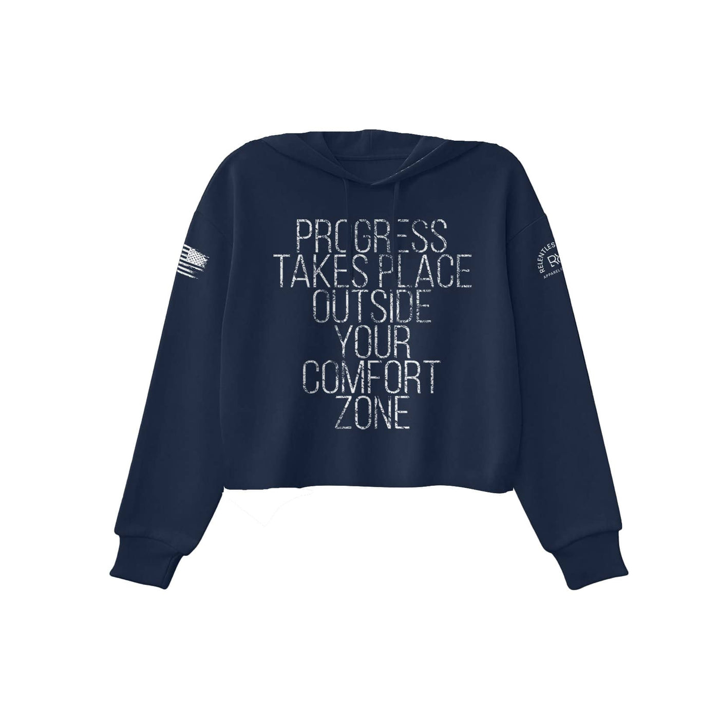 Navy Progress Takes Place Women's Cropped Hoodie