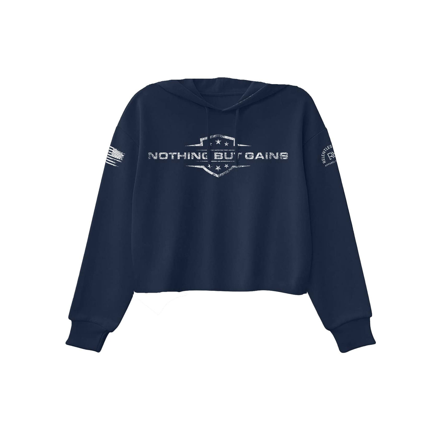 Navy Women's Nothing but Gains Front Design Cropped Hoodie