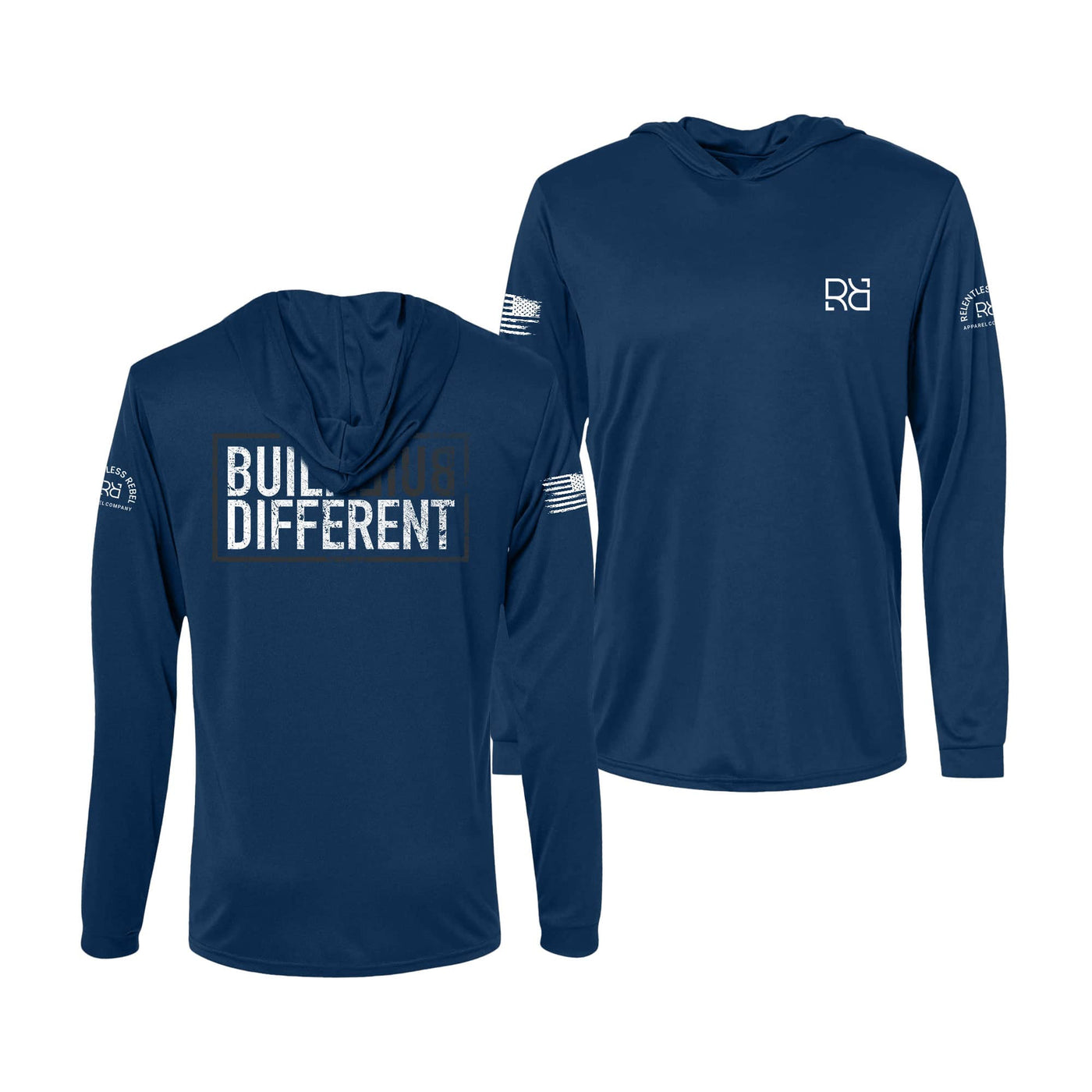 Built Different | Men's Dry Fit Hooded Long Sleeve | UPF50