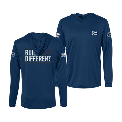 Built Different | Men's Dry Fit Hooded Long Sleeve | UPF50 Navy