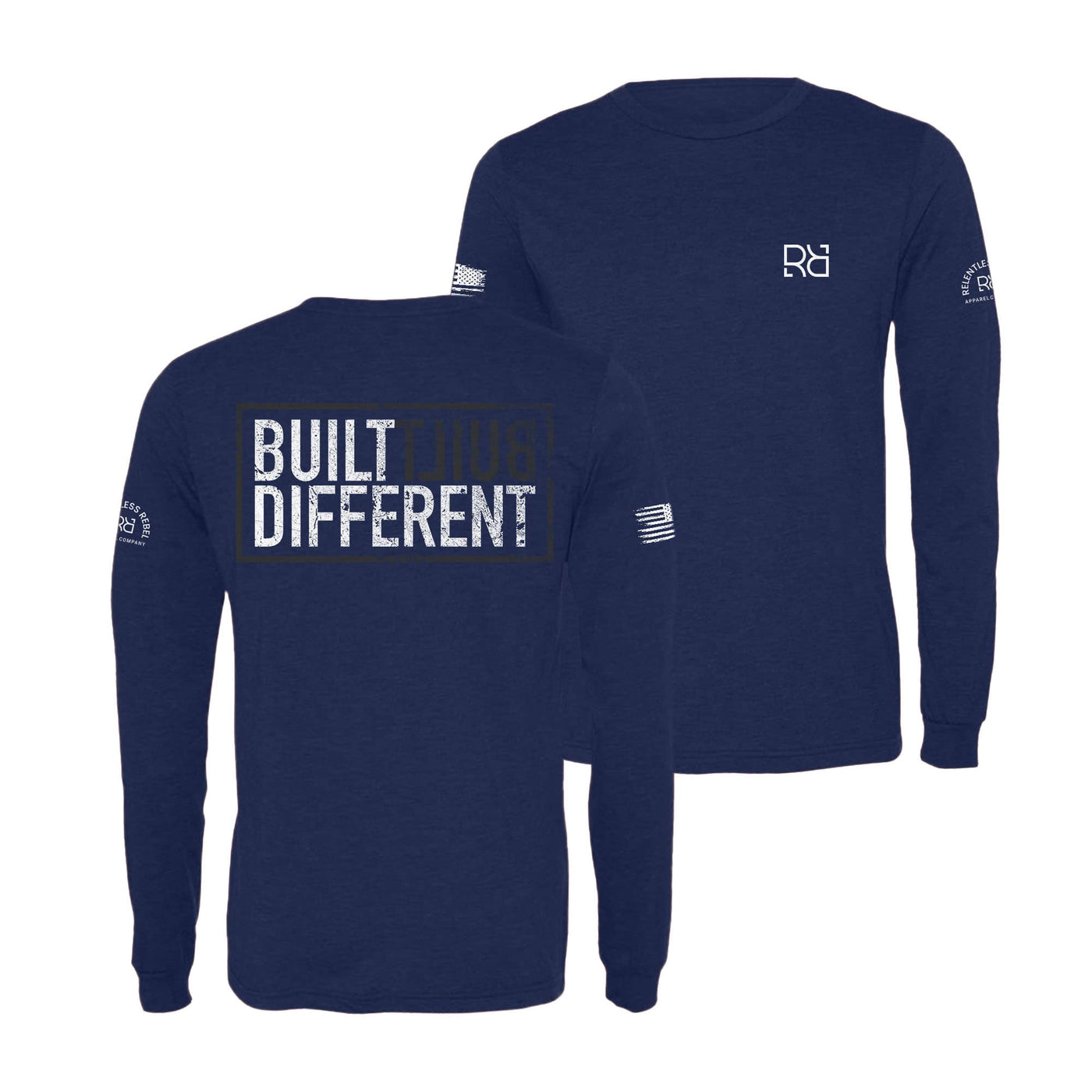 Navy Built Different Men's Triblend Long Sleeve Shirt