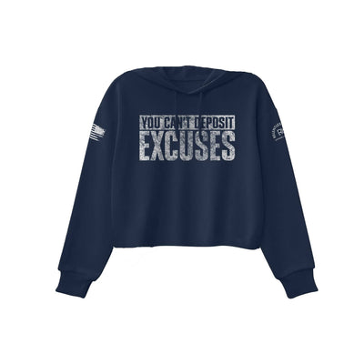 Navy You Can't Deposit Excuses Women's Cropped Hoodie