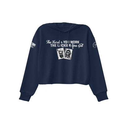 Navy The Harder You Work Women's Cropped Hoodie