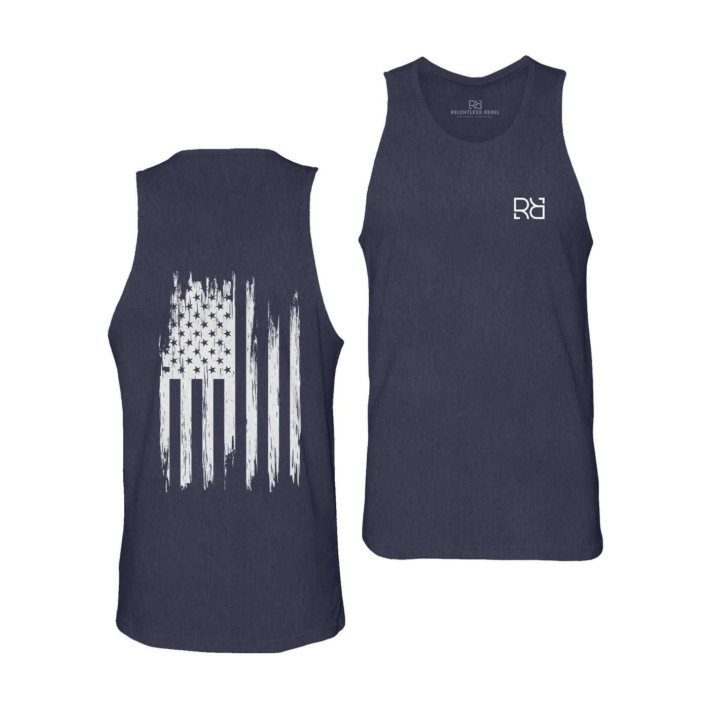 Navy Men's Rebel Patriot Flag Back Design Tank