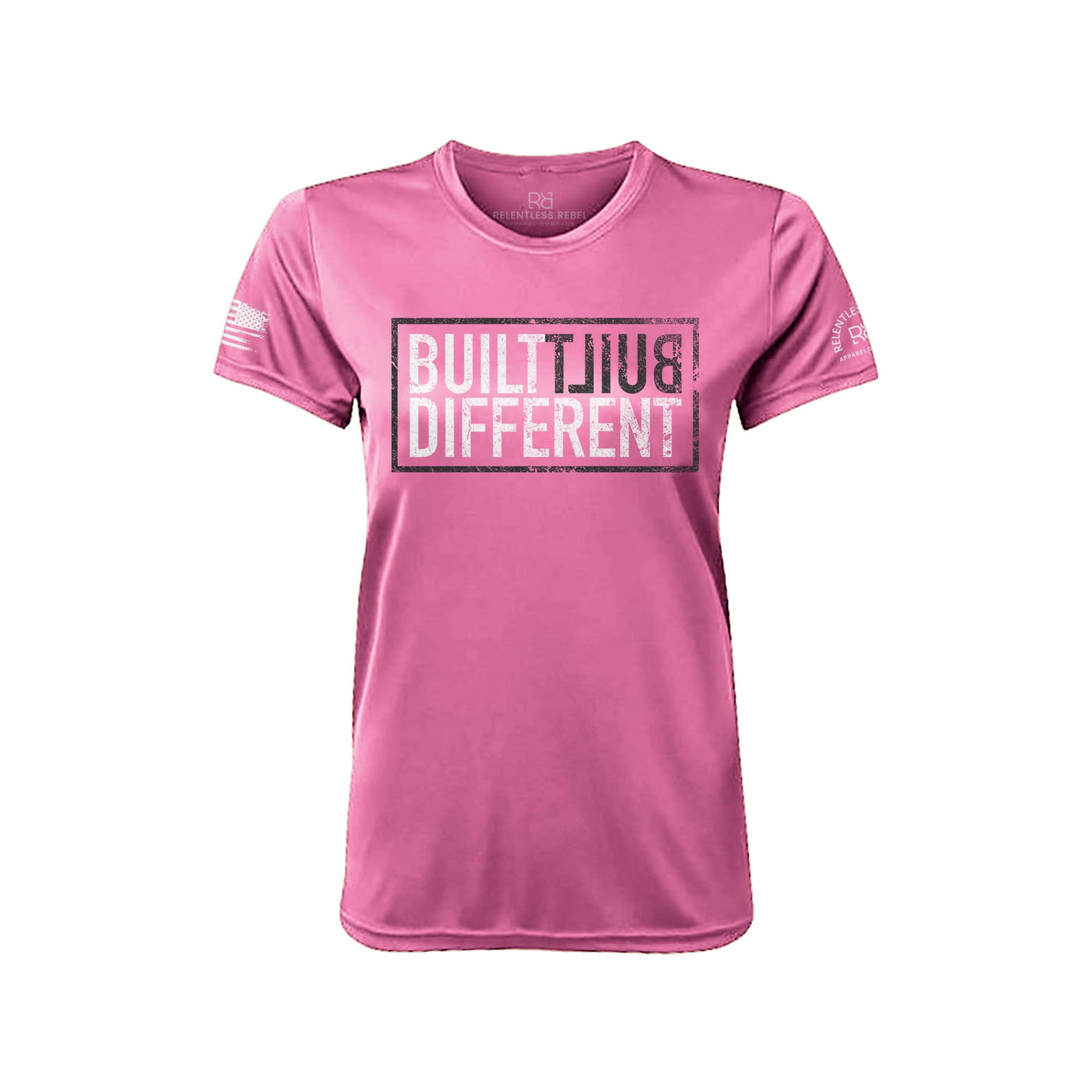 Built Different Front Neon Pink Women's Dry Fit Tee