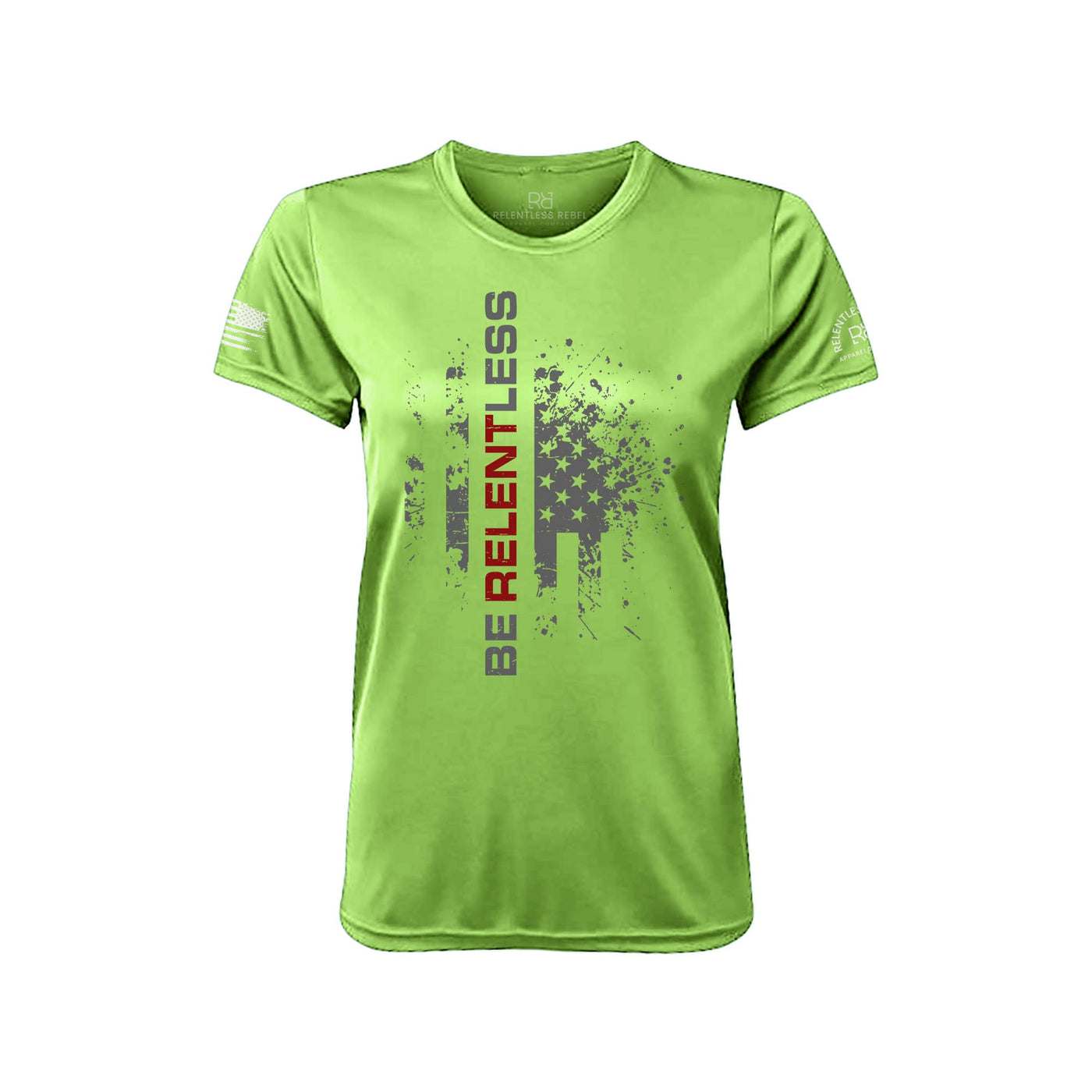 Be Relentless Front Neon Lime Women's Dry Fit Tee